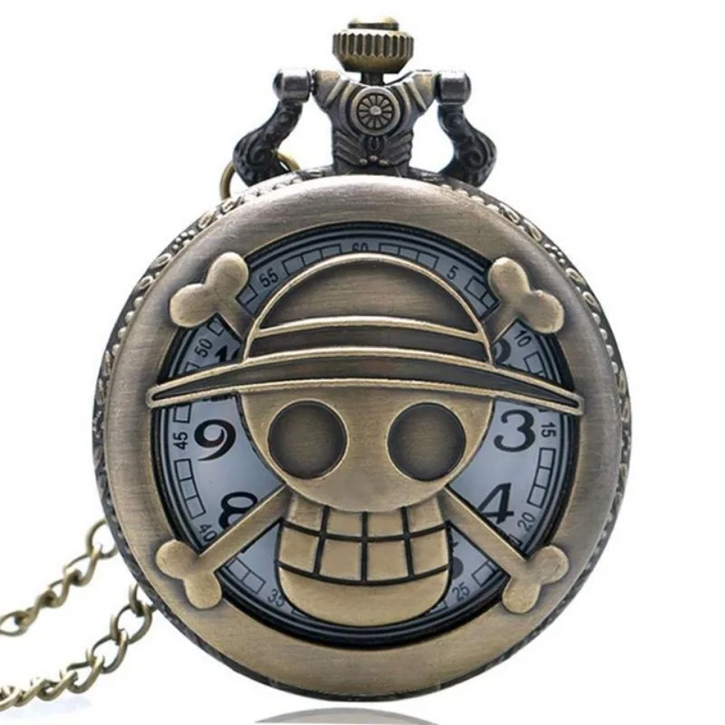 Anime One Piece Skeleton Cartoon Character Pocket Watch Retro Chain Pendant Retro Peripheral Accessories Quartz Watch Cosplay