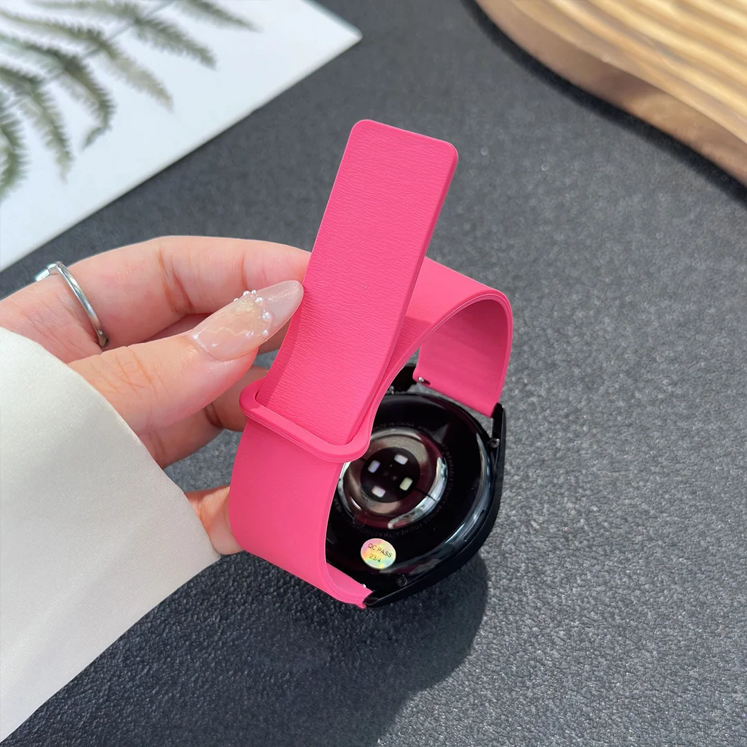 磁気ループストラップサムスンギャラクシーウォッチ 7/6/5/4 クラシックシリコーンライチパターン 20-22 ミリメートルブレスレット HUAWEI GT3-4-5 スポーツバンド