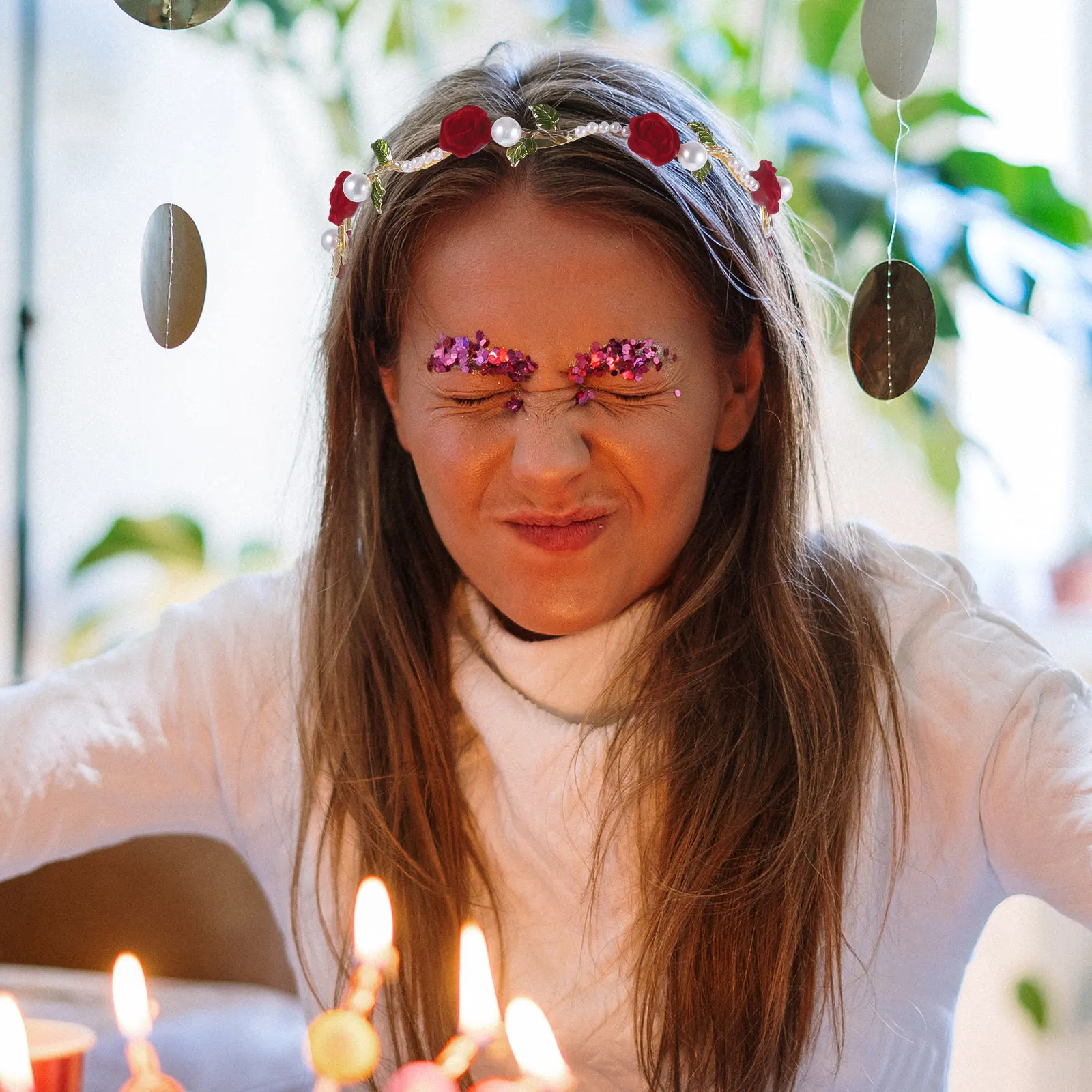 

Flower Pearl Metal Headband for Women Bridal Wedding Party Hair Accessory Lightweight Alloy Hair Band Elegant