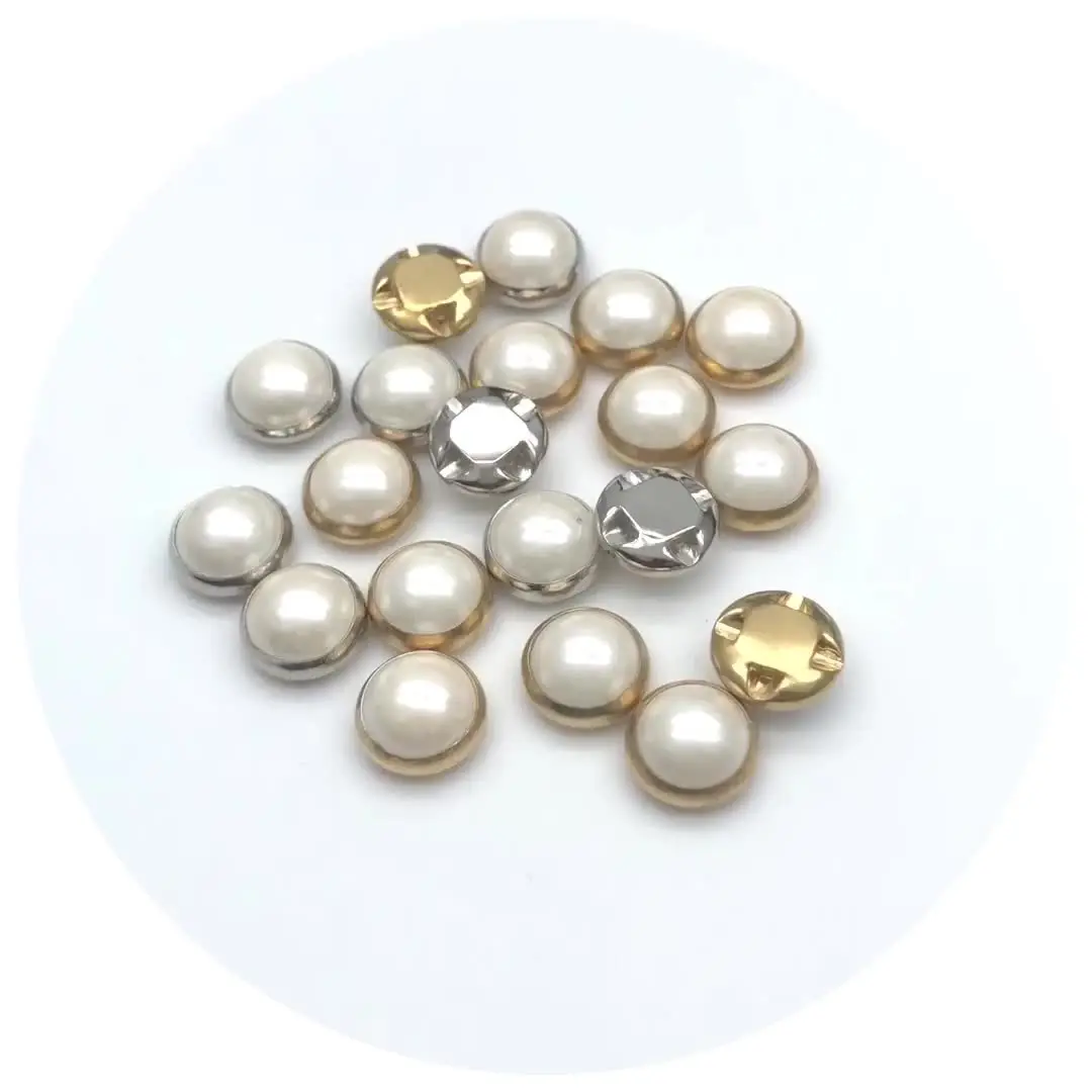 4MM 5MM 6MM 7MM 8MM 9MM 10MM Round Pearl Covered Button For Clothing DIY Sewing Shirt Doll Dress Cooper Acrylic Button