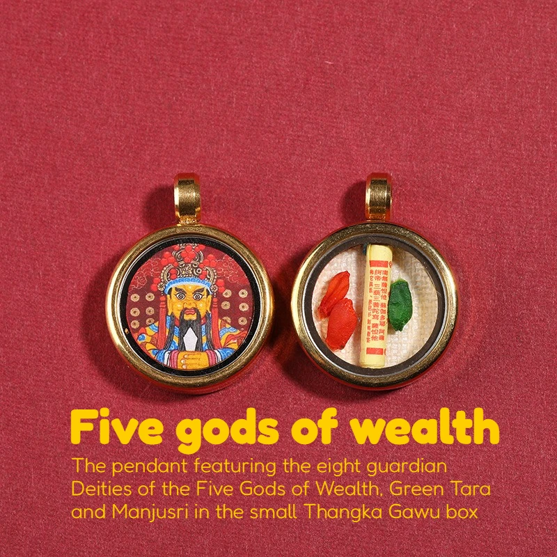 

Круглый круг Тханка Подвески Пять богов богатства Мужской женский талисман Ювелирные изделия для медитации Тибетский традиционный ручная роспись