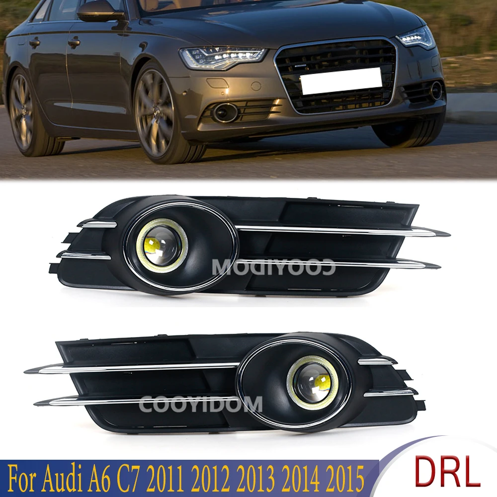 X-CAR 1 Pair Car Front Bumper Fog Light Grilles Fog Lamp Cover Racing Grilles For Audi A6 C7 2011 2012 2013 2014 2015 4GD807681B
