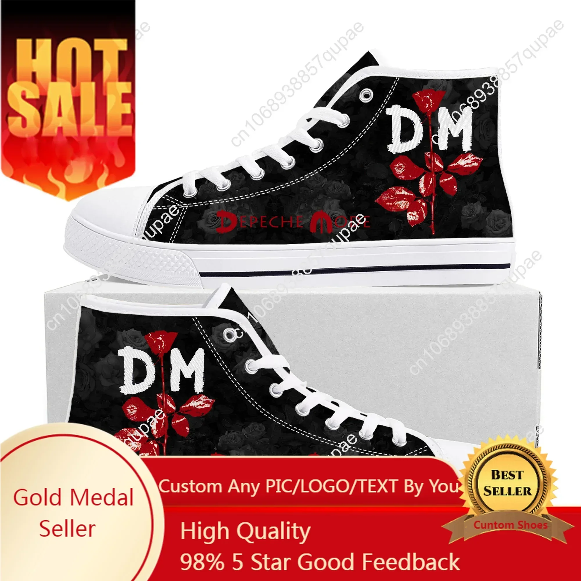 

D-Depeche R-Rock Band Mode High Top Sneakers Men Women Teenager High Quality Canvas Sneaker Casual Couple Shoes Custom Shoe