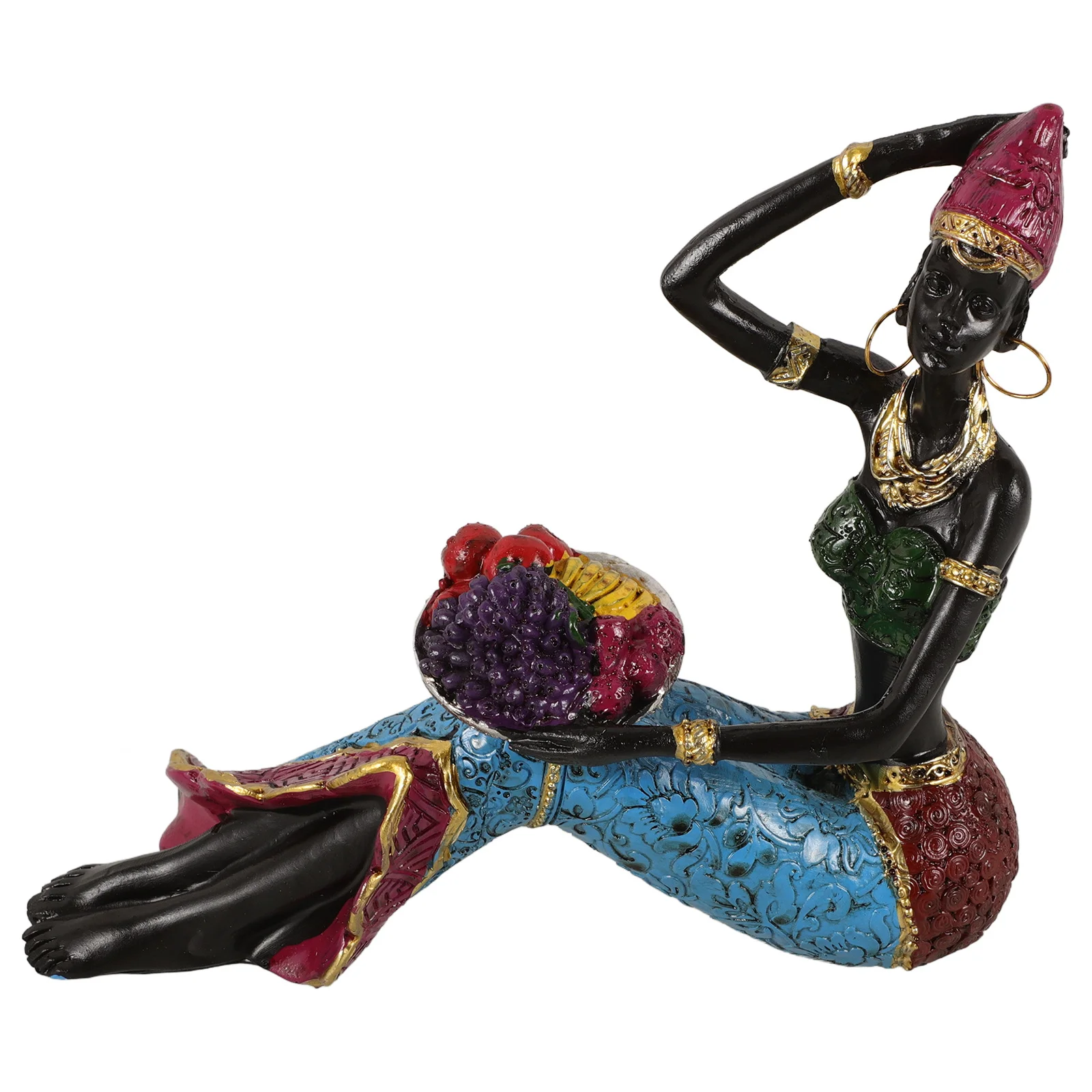 African Woman Statue Resin Handcrafted Home Decor Living Room Bedroom African Lady Sculpture Art Ornament