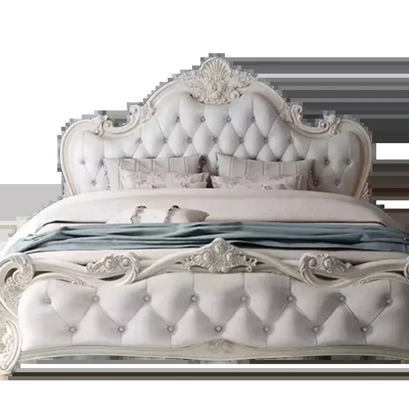 Premium - Quality Luxury Queen Double Bed Modern King Headboard Frame Double Bed Girl Wood Sleeping Bedroom Furniture