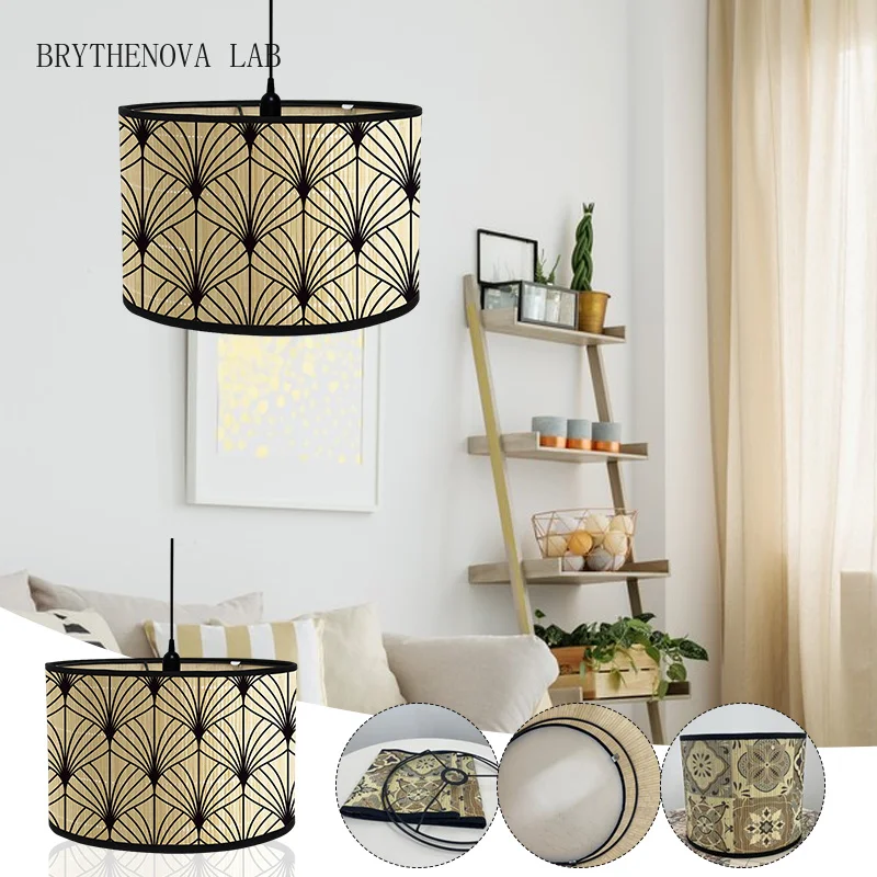 New Japanese Homestay Retro Chandelier Lamp Shade Bar Cafe Home European Living Room Decor Bamboo Lampshade Art Light Cover