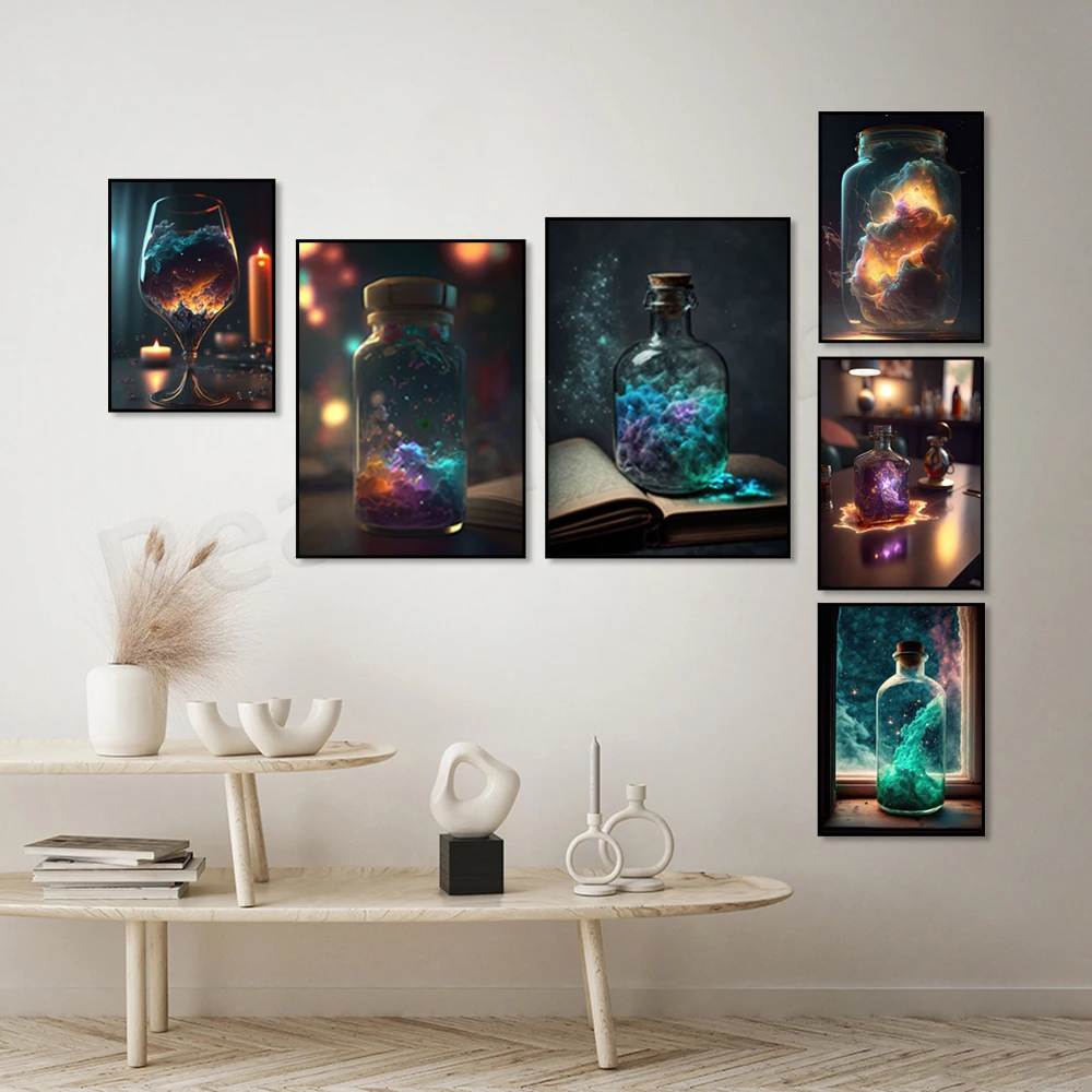 Cosmic Dreams, Milky Way, Space Fantasy Stars Posters and Prints Universe Galaxy Canvas Art Wall Picture Living Room Home Decor