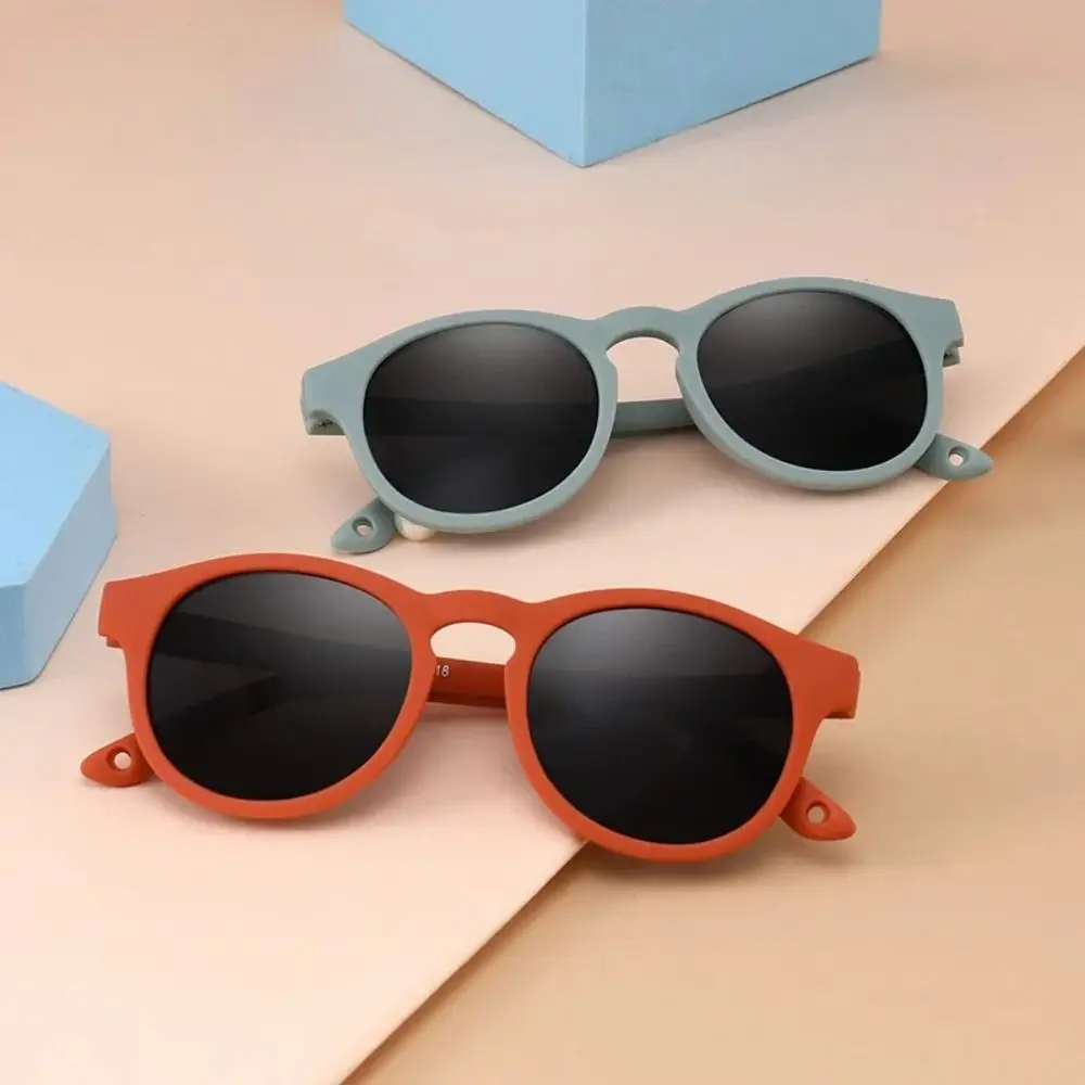 Round Frame Kid's Sunglasses Flexible Silicone with Adjustable Strap Baby Sunglasses Unbreakable Safety Goggles Children Eyewear