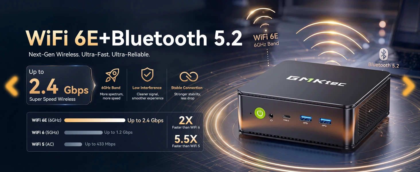 GMKtec M5S AMD R3 5400U Mini PC 4-core 8-thread Portable Computer 16GB DDR5 512GB SSD Computer PC Gaming Desktop PC