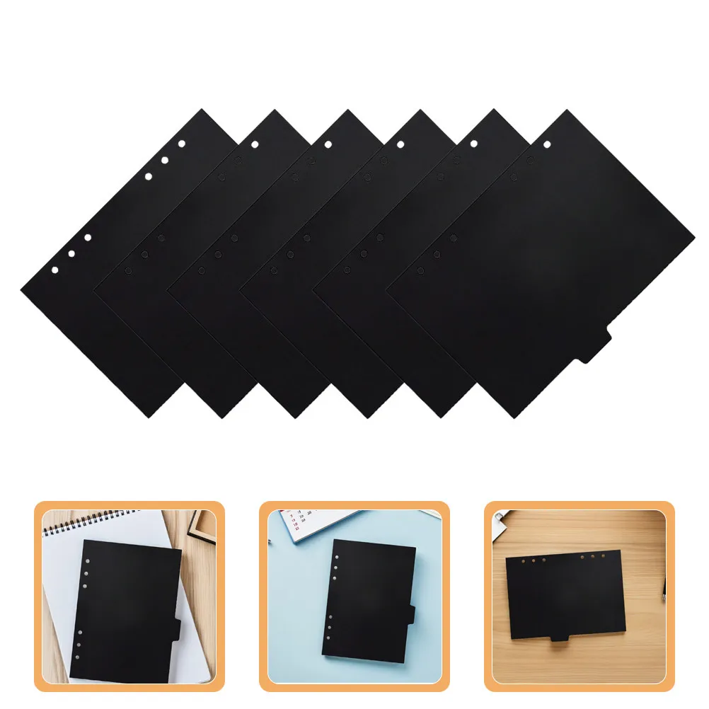 

12 шт. черных разделителей для блокнотов из полипропилена с вкладками, 6-дырочные вставки для папок A5, разделители страниц для учебы, офиса, ежедневников