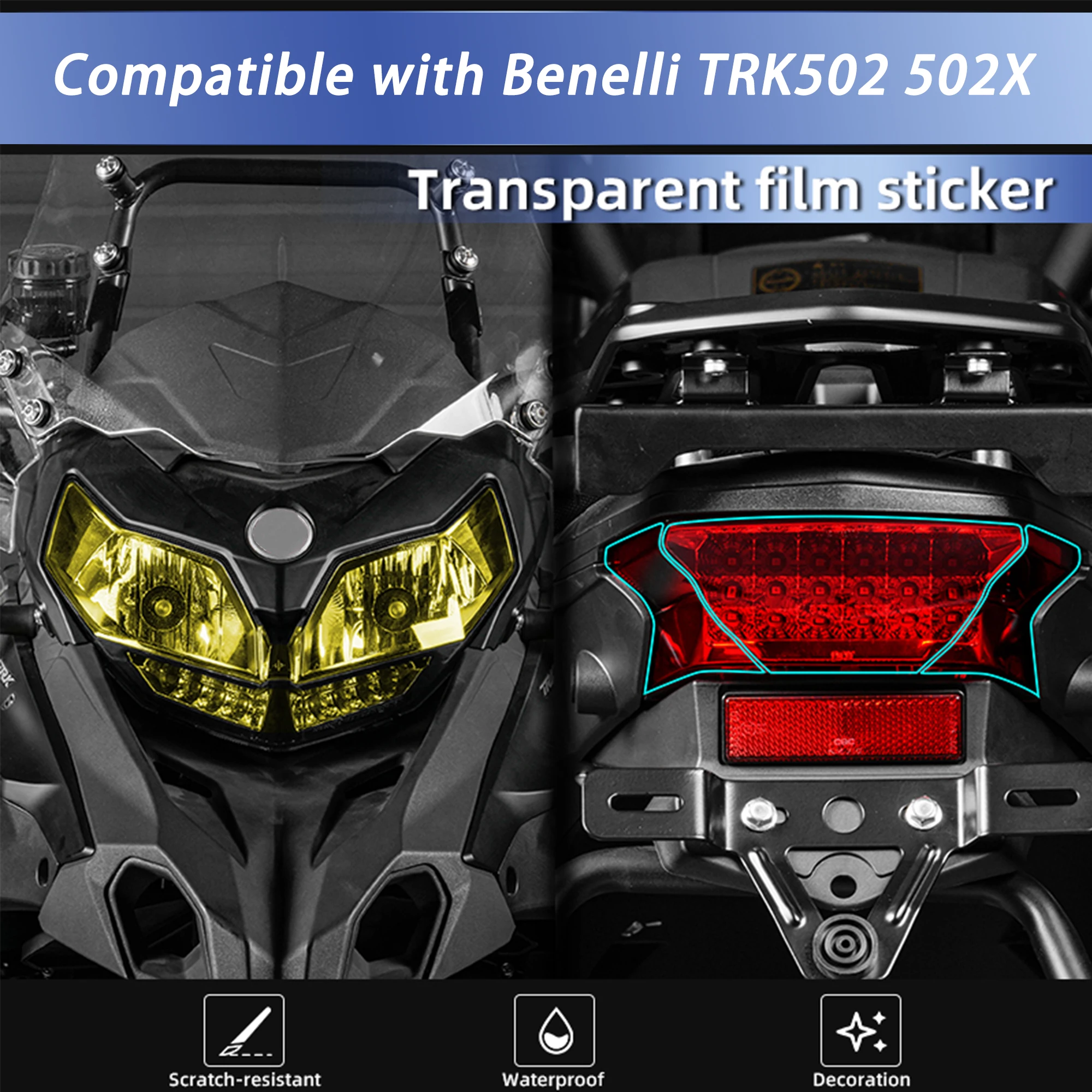 Motorcycle Headlight Instrument Protective Film Compatible With Benelli TRK502 502X Scratch Sticker Modification Accessories