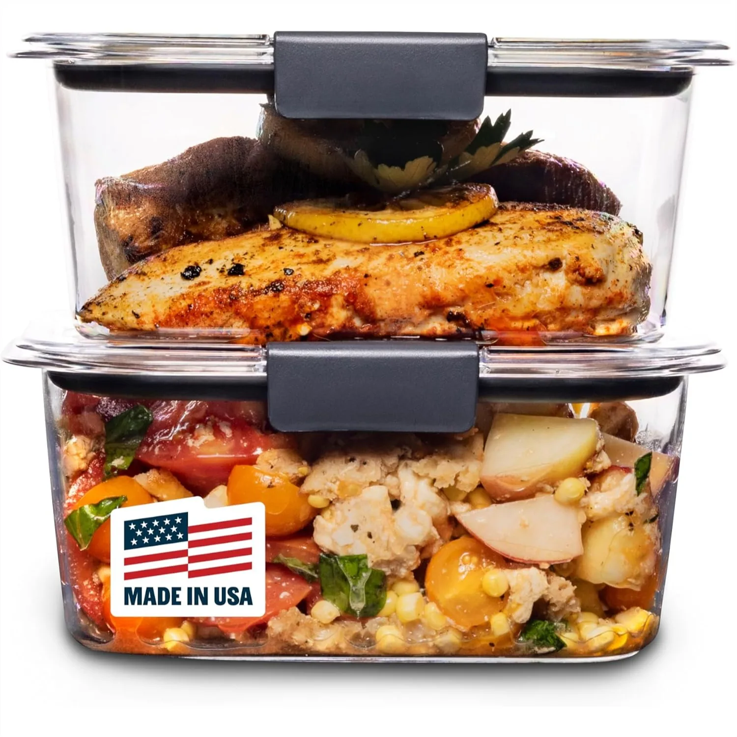 Airtight Food Storage Containers 4.7 Cup 2-Pack with Leak-Proof Lids, Microwave Dishwasher Freezer Safe for Meal Prep