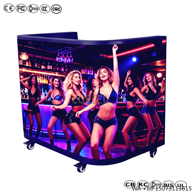 

Складной стол для диджея, портативный мини-бар для мероприятий на открытом воздухе, мобильный диджейский стол-куб с LED-дисплеем, большие белые подставки