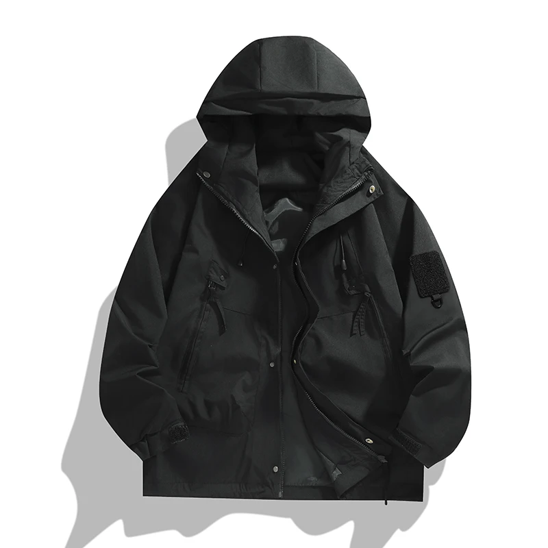 Autumn Winter Fashion Men Jacket New Casual Comfort Windproof Solid Tops Outdoors Loose Multiple Pockets Hooded Coats Men