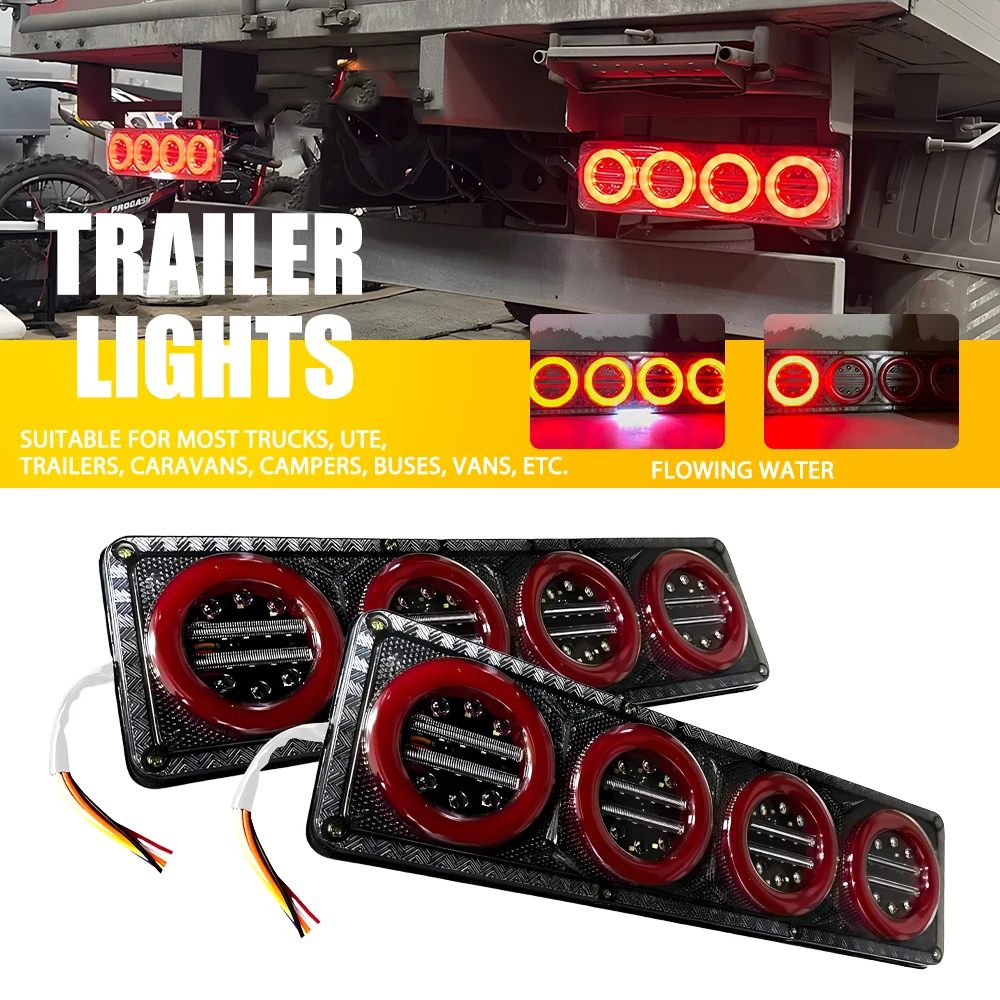 

2 шт. 46,5 см водонепроницаемый светодиодный фонарь для грузовика, прицепа, грузовика, каравана, задний фонарь, сигнальная лампа, задний стоп-сигнал, грузовик, автобус, тормоз, обратный поворотный фонарь