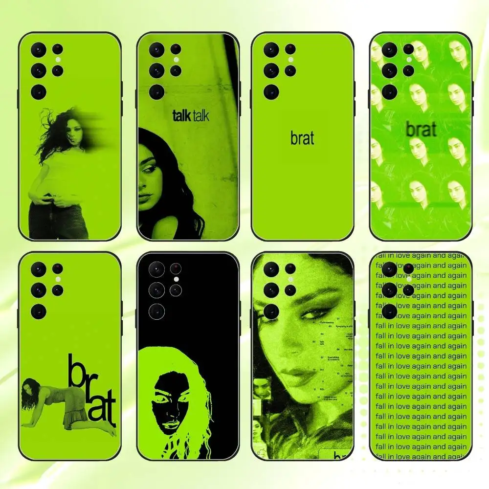 

Charli XCX 360 Brat Phone Case For Samsung S 25,24,23,22,30,21,10,9,Ultra,Plus,Lite,FE,4,5G Black Soft Case