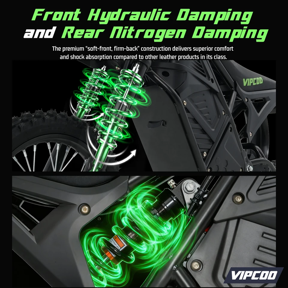 Electric Dirt Bike VIPCOO 3500W 48V23AH Electric Motorcycle Fat Tire Nitrogen Suspension E Dirt Bike for Teens and Adults image 5