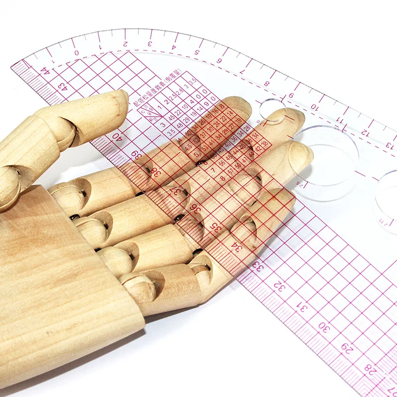 45cm/17.7" Straight & Curve Dual-Use Ruler, Built-in Scale for Sewing, Tailoring & Crafting