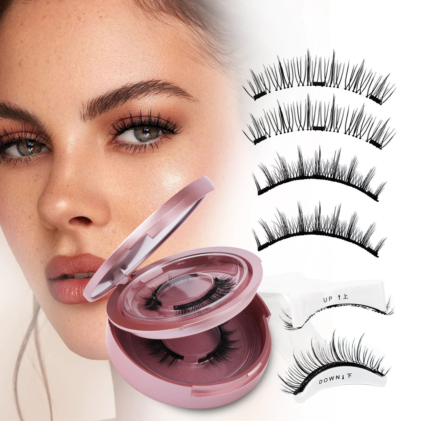 Wendy Lashes 2 pair of magnetic eyelashes Fluffy faux mink eyelashes Reusable natural false eyelashes and magnetic tweezers set