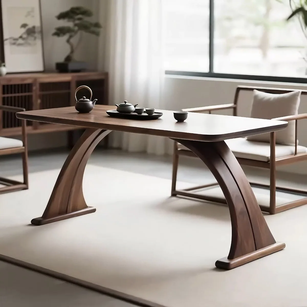 New Chinese style North American black walnut tea table simple Zen tea house tea room