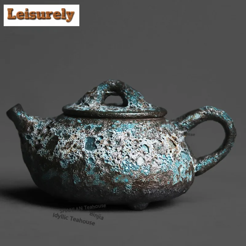 

220ml Coarse Pottery Bronze Glaze Stone Scoop Teapot Creative Tea Infuser Pot Tea Maker Kettle With Ball Hole Drinkware Supplies