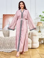 Eid Muslim Party Dress for Women Diamond Caftan Abaya Ramadan Long Dress Morocco Vestidos Largos Dubai Turkey Robe Jalabiya 2025