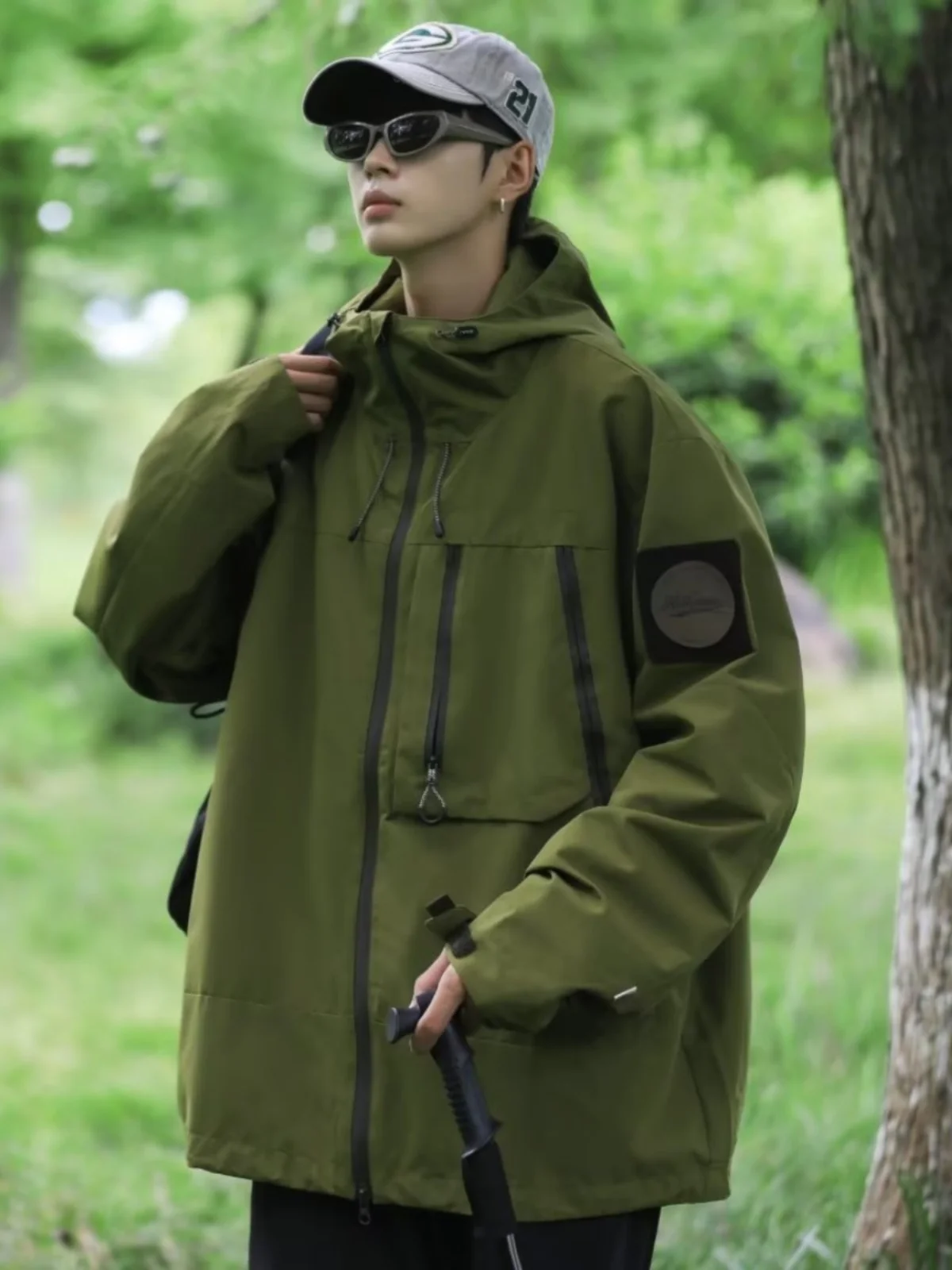 

Мужская демисезонная ветрозащитная рабочая куртка с молнией, свободного кроя, модная