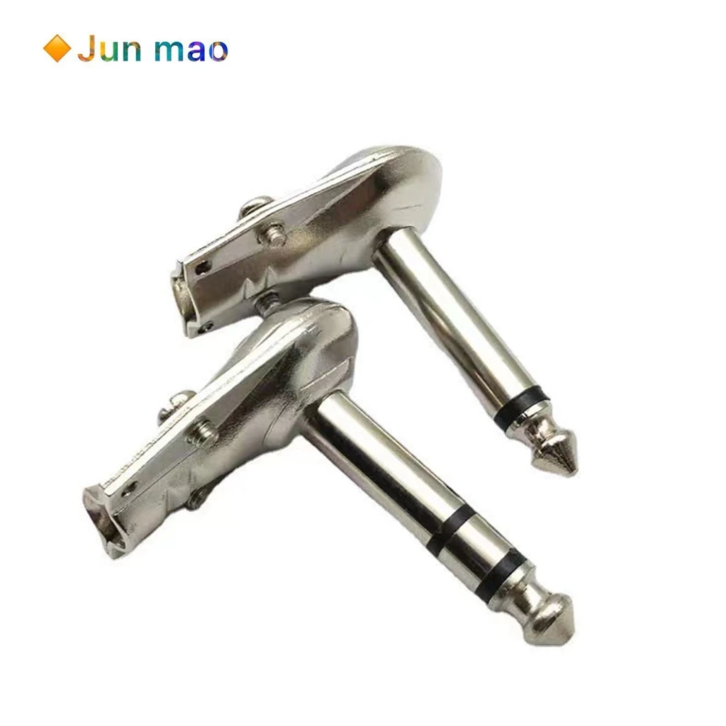 2psc 6.35mm right angle mono guitar plug with 90 degree elbow, 6.5 large 2-core audio microphone amplifier connector