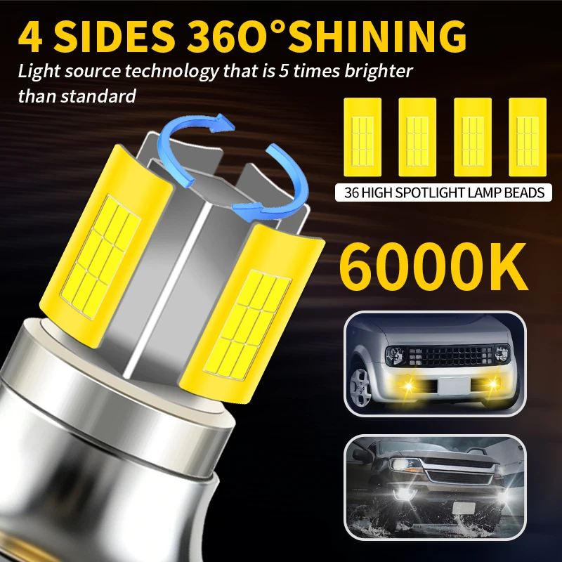 2PCS H11 H8 LED Front Fog Light Bulbs Canbus For Buick Enclave 2008-2012 2018-2020 Lucerne 2006-2011 La Crosse 2005-2013 2014-16
