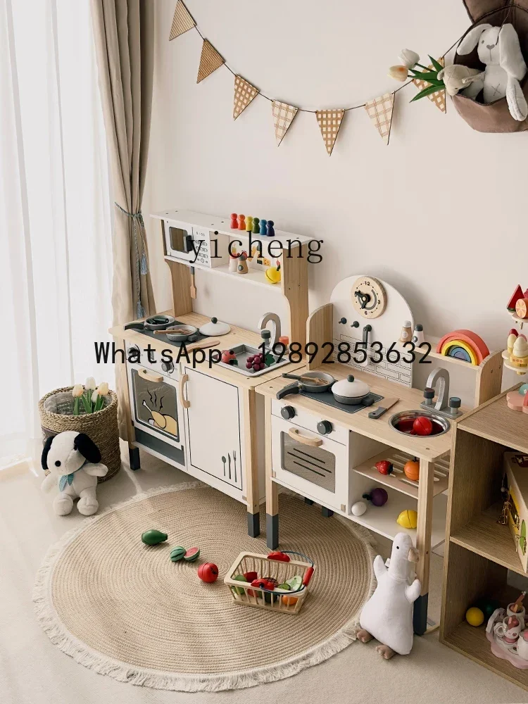어린이용 대형 주방 놀이 세트 요리 및 시뮬레이션 주방용품 세트 나무 소재 남아 여아용