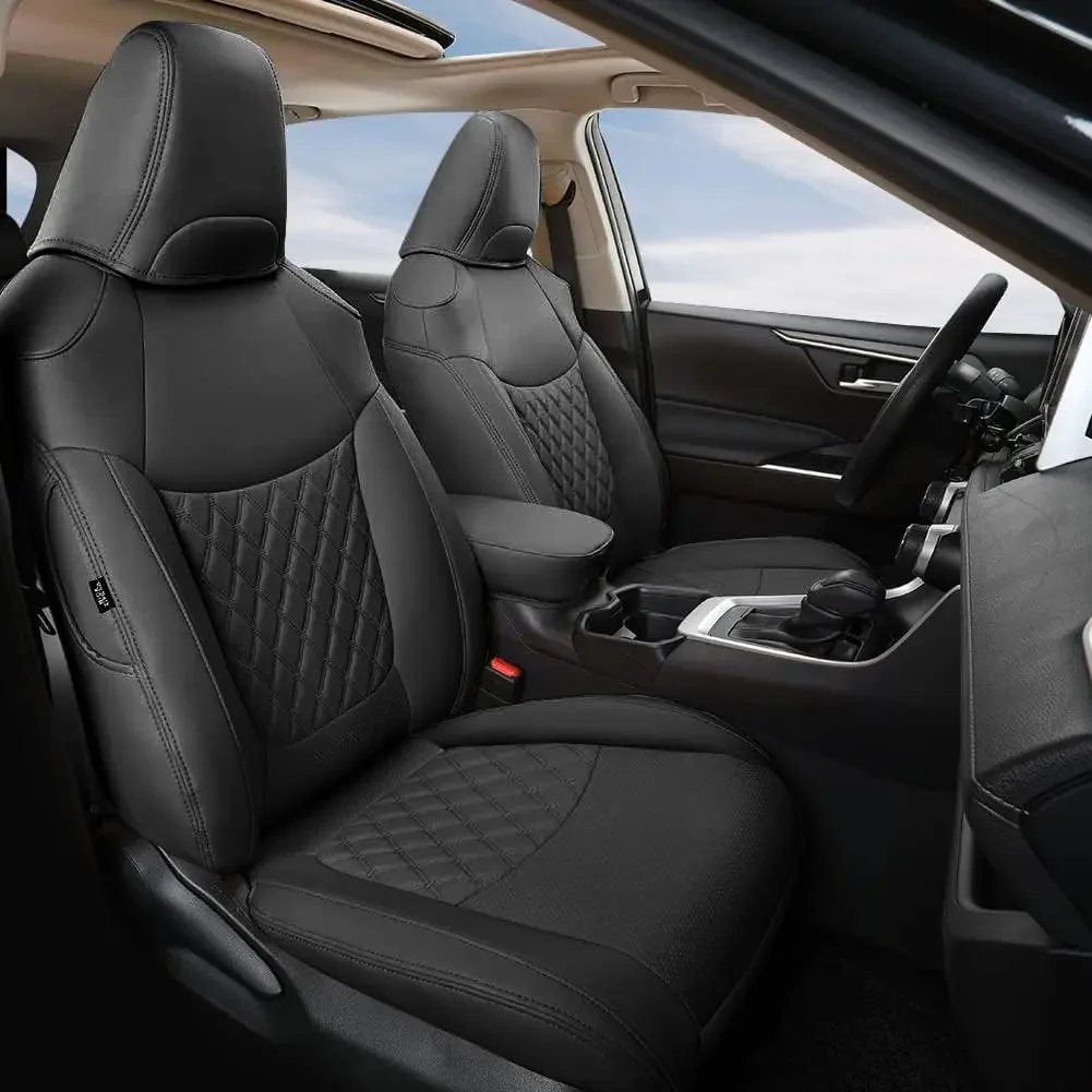 

PU Leather Car Seat Covers Full Set Custom Fit for 2019 2020 2021 2022 2023 2024 2025 Toyota RAV4 LE, XLE, XLE Premium, Limited