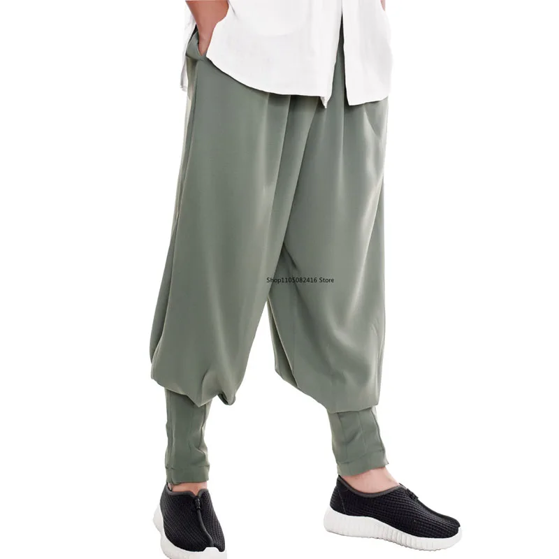 

Summer Cotton Linen Monk Pants Buddhist Zen Lay Trousers Traditional Chinese Bottoms Buddha Shaolin Monk Kung Fu Pants