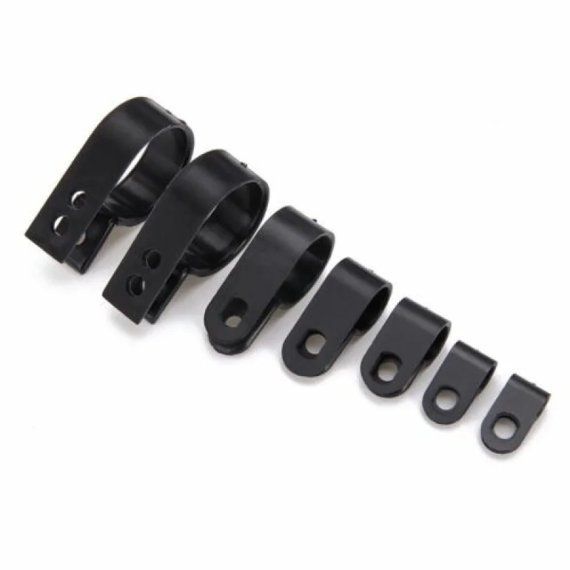 25/50pcs R-Type Black Plastic Cable Clips Nylon Hose Fasteners Durables Clamp Mount Hardware for Wire Management