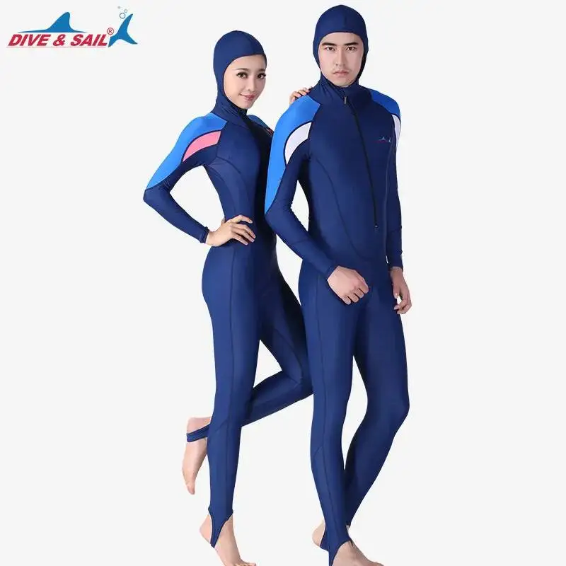  diving suit men's one-piece hooded long sleeved sunscreen diving suit women's snorkeling surfing jellyfish swimsuit