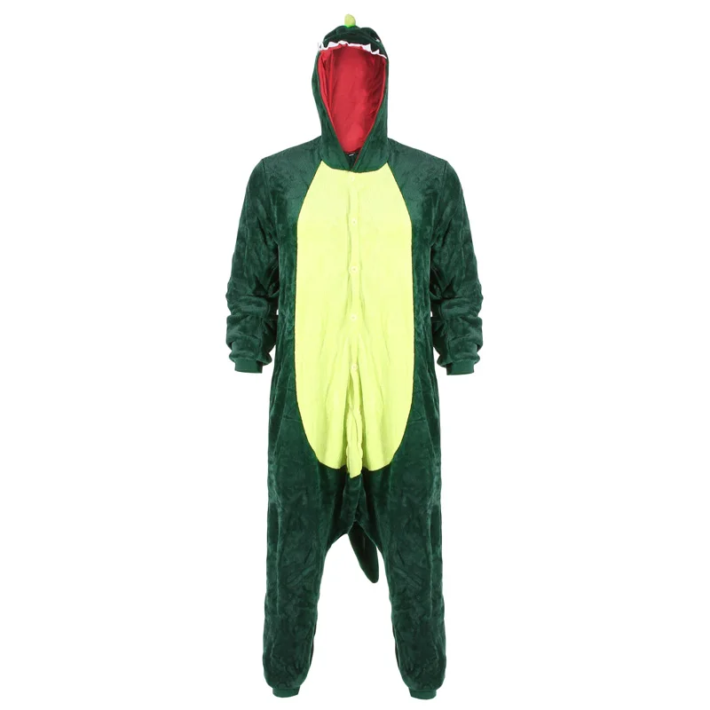 Adults Cartoon Dinosaur Onesies Pajamas Women Men Warm Plush Sleepwear Cosplay Costume Jumpsuits