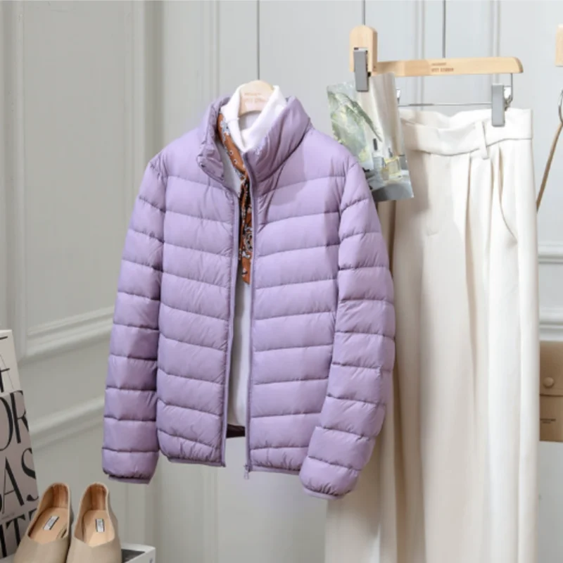 Autumn and Winter New 2025 Women's Lightweight Down Jacket Simple Fashion Collar Casual 90% White Duck Down Jacket