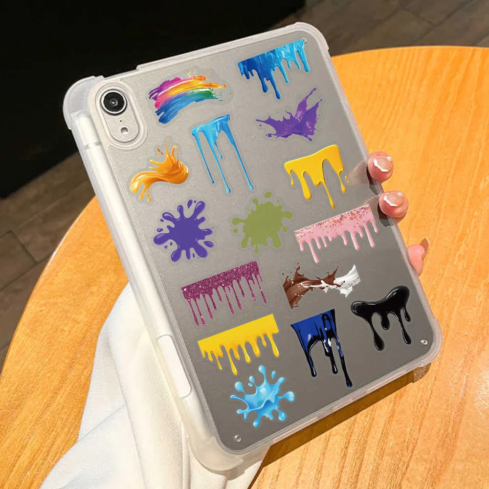 50Pcs Creative Dripping Paint Personalized Transparent Material Stickers Handheld Account Material Decorative Sticker