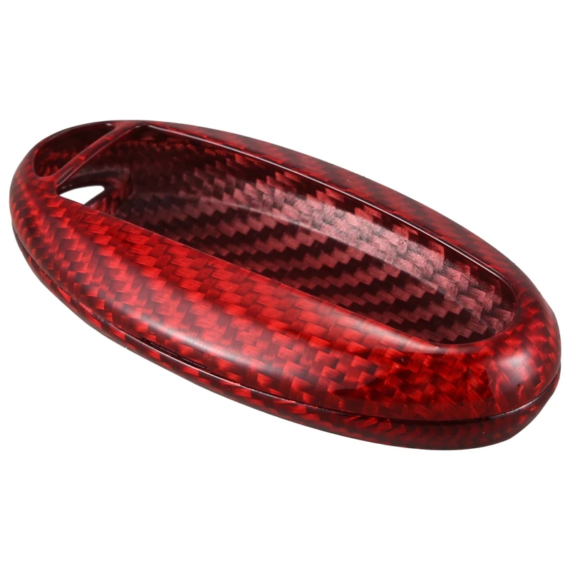 Premium Real Carbon Fiber Red Key Fob Smart Key Case Cover Fit For Nissan GTR 370Z Murano,Fit For Infiniti Q50 Q60 Q70