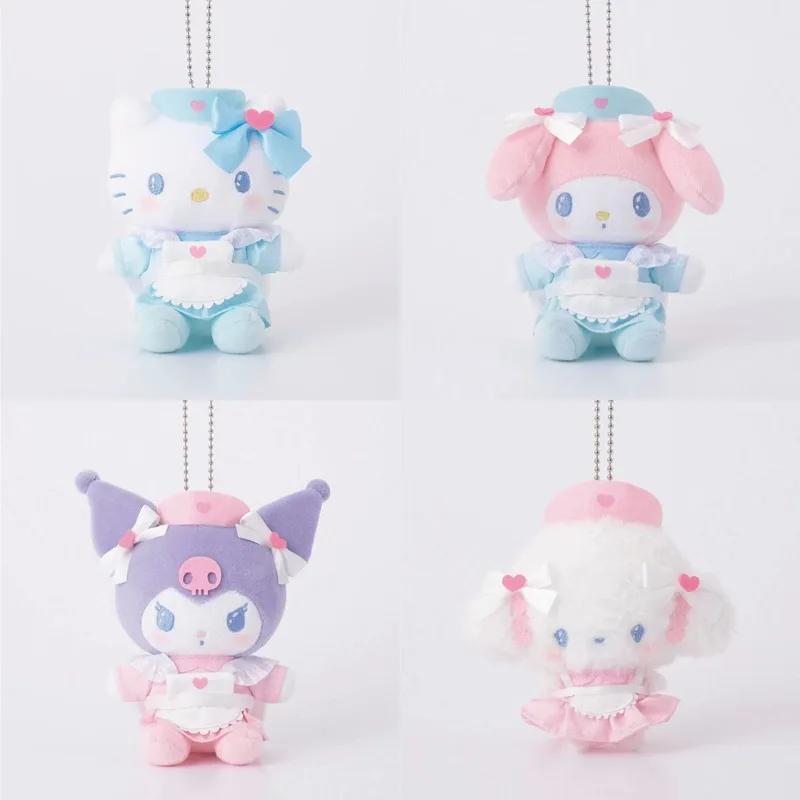 

12cm Cute Cartoon Kawaii Sanrio Kuromi My Melody Hello Kitty Nurse Series Plush Doll Keychain Bag Pendant Toy Gift