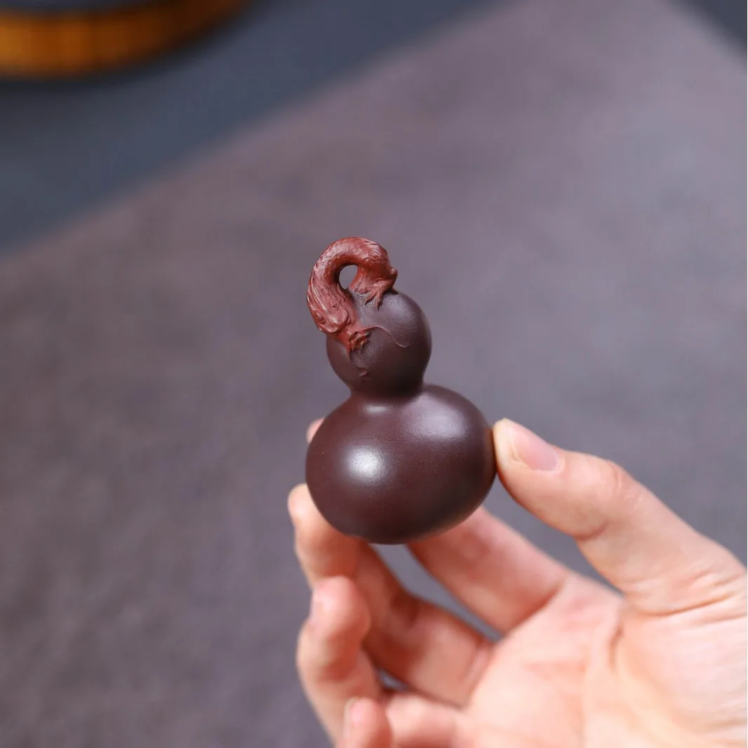 Yixing Purple Clay Pet Ornament, Dragon Head Gourd, Handcrafted By Famous Artisans, Exquisite Toy, Suitable For Nurturing, Kung
