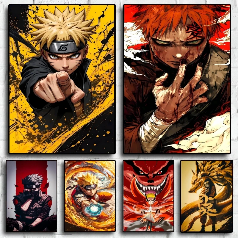Anime Poster NARUTO Uzumaki Naruto/Gaara HD Cartoon Character Images Canvas Painting Living Room Wall Decoration Friends Gifts