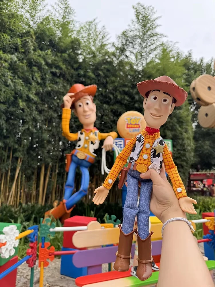 Authentic 40cm Anime Disney Toy Story 4 Figures Talking Woody Buzz Jessie Rex Action Figurines Decor Model Collection  Gift