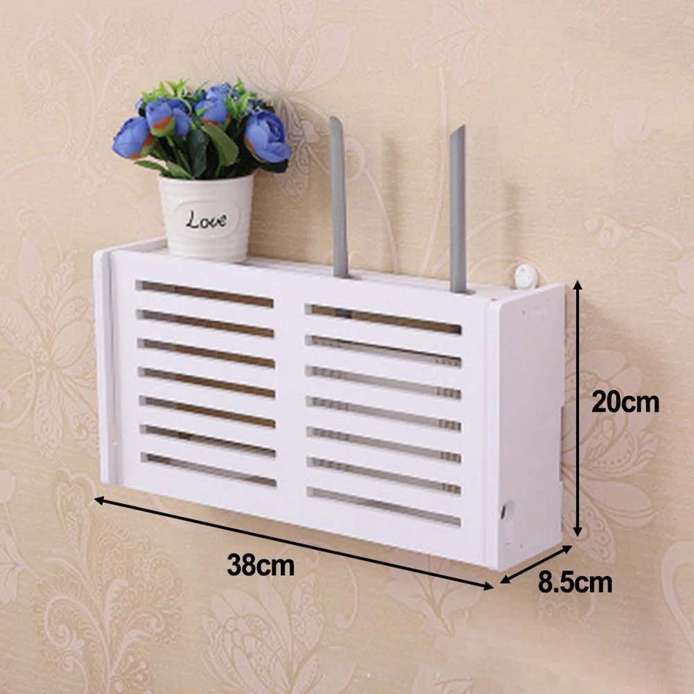 38x20x8.5cm Bins Wall-mounted Router Box No Drill Cable Router Storager Shelf Wall Hanging Bracket Cable Organizer Wifi Box