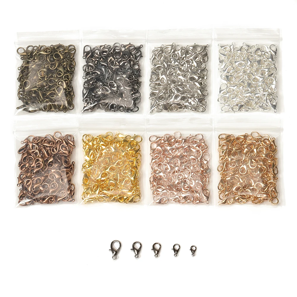 100pcs 10/12mm Alloy Lobster Clasps for DIY Handmade Chain Necklace Bracelets Pendants Jewelry Making Accessories Wholesale image 3