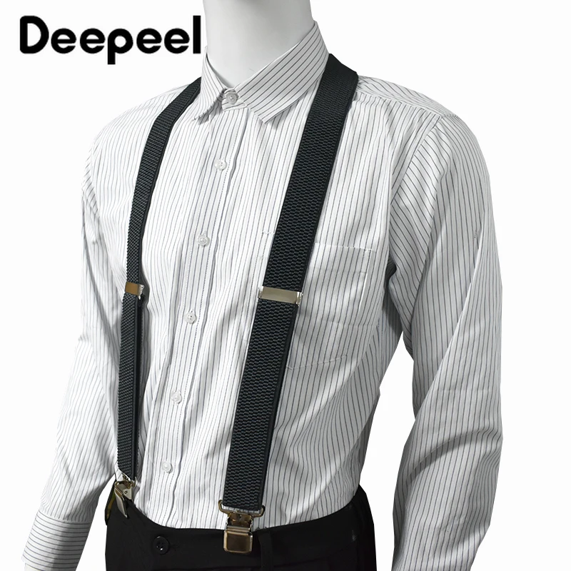 1Pc 3.8*125cm Adult Men's Suspenders Wide Elastic Braces 4 Clip Strap Suspender for Pants Man Harness Jockstrap Accessories
