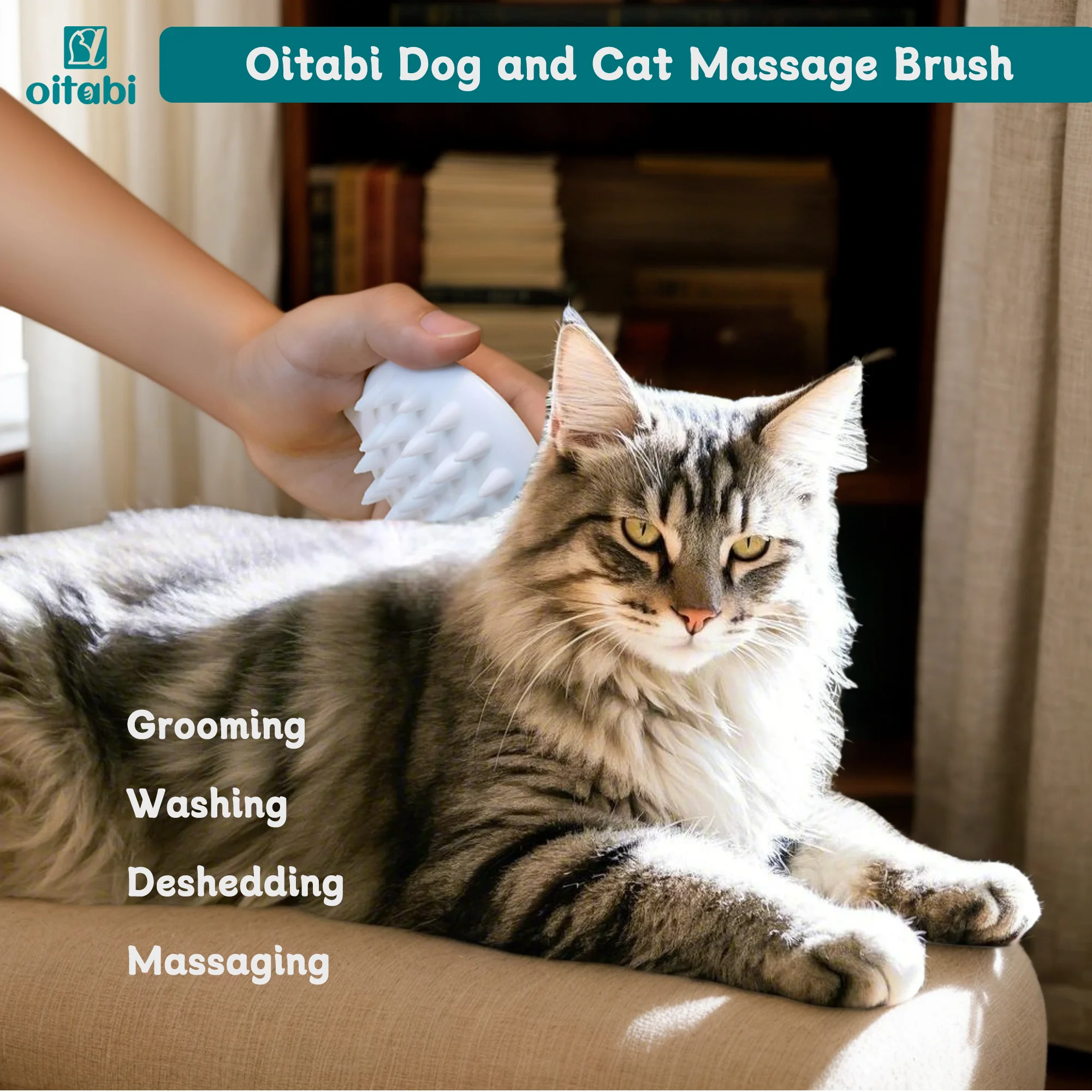 Oitabi pet macio silicone massageador escova chuveiro escova de banho remover pente limpo para cão gato, escova de limpeza de animais de estimação