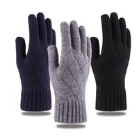 Wool Knitted Warm Gloves Plush Thick Cold Resistant Cycling Driving Mittens Touchscreen Windproof Full Finger Gloves for Winter