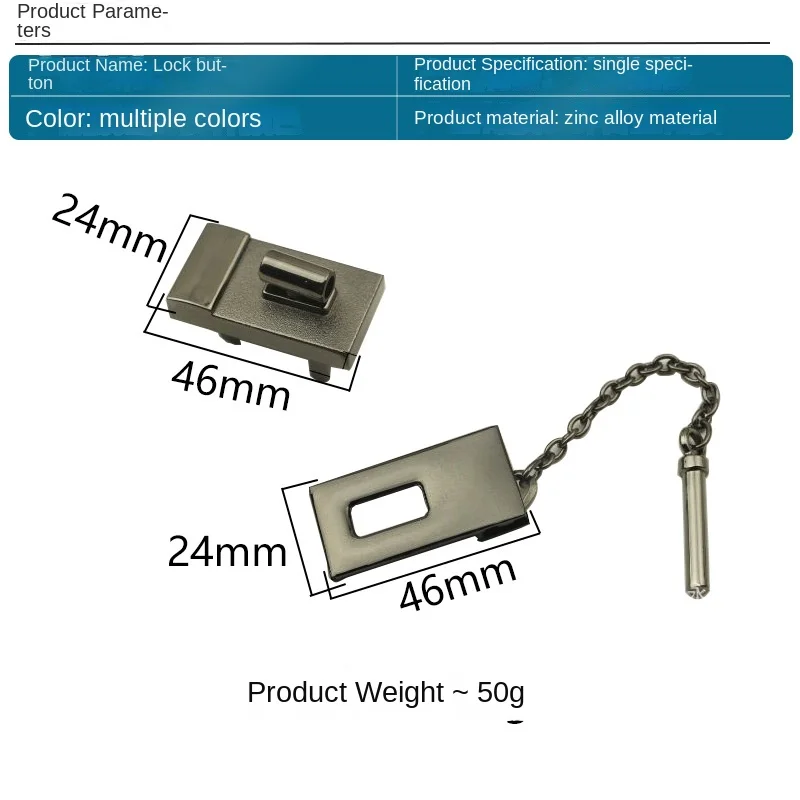 Alloy Bag Mortise Lock Hardware Accessories Handbag Rectangle Switch Clasp Closure Bags Twist Turn Lock Insert Lock