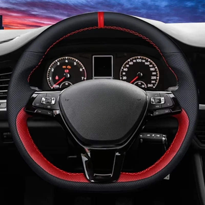 Customize DIY Suede Carbon Fiber Genuine Leather Car Steering Wheel Cover For Volkswagen Golf 7 Mk7 Passat B8 Car Interior