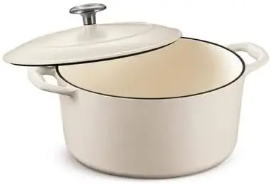 لفرن ترامونتينا جورميه الهولندي بطول 5.5 كيو تي، غطاء أبيض غير لامع من الحديد الزهر